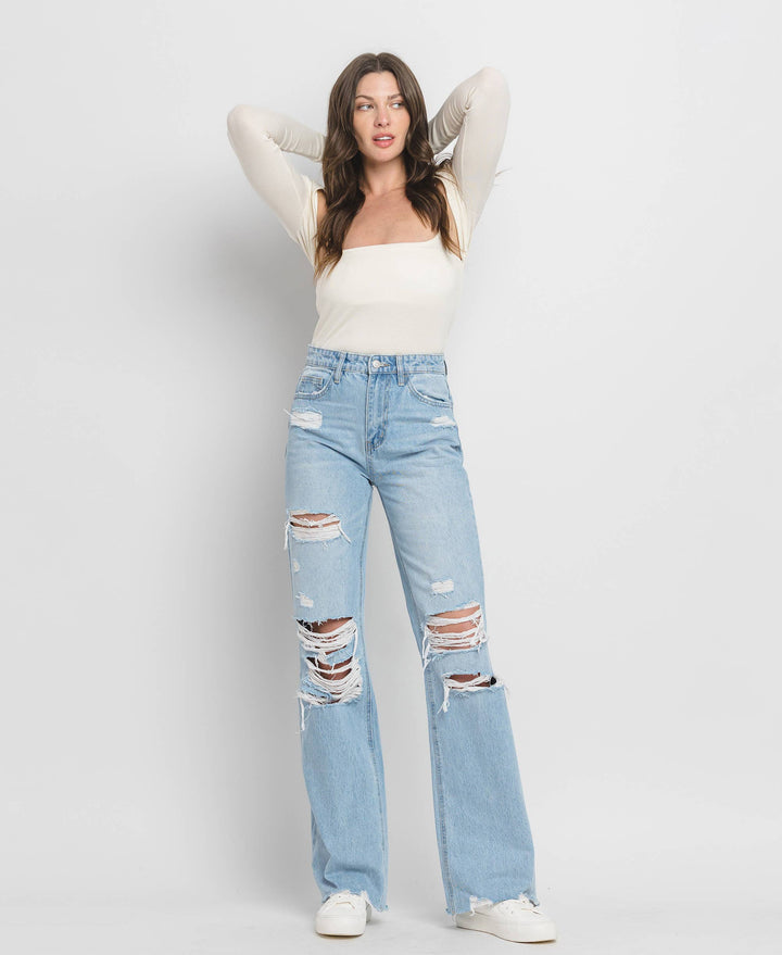 90'S Vintage Super High Rise Flare Jeans