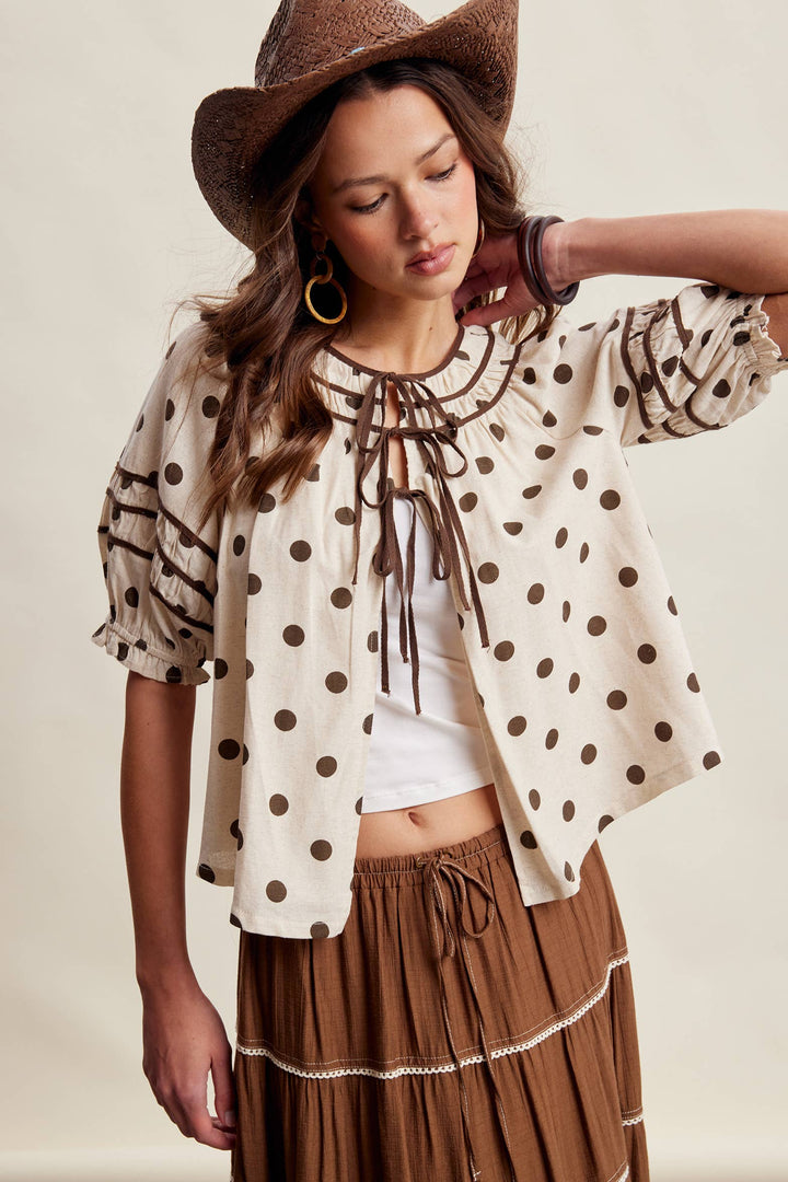 Polka Dot Ruffle Blouse