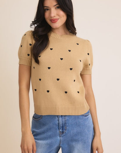 Heart Embroidered Top