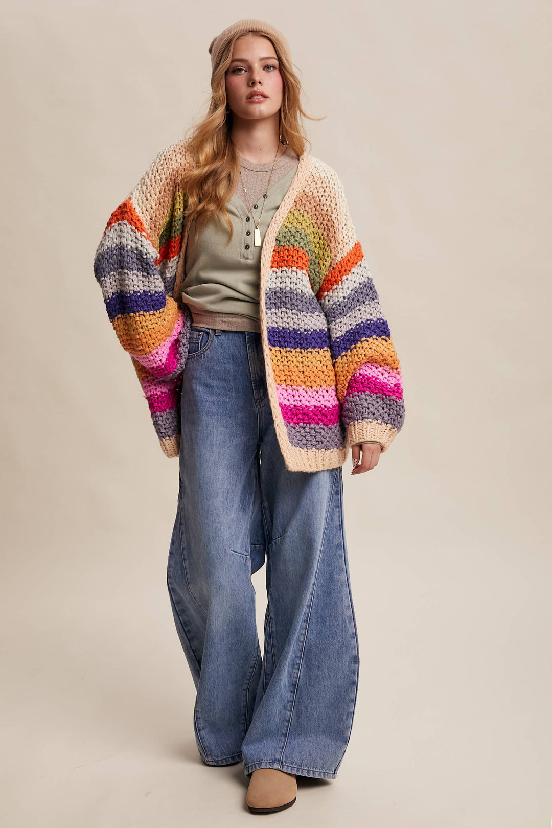 Rainbow Hand-Crochet Open Cardigan LSW0620 - Baycreek & Co