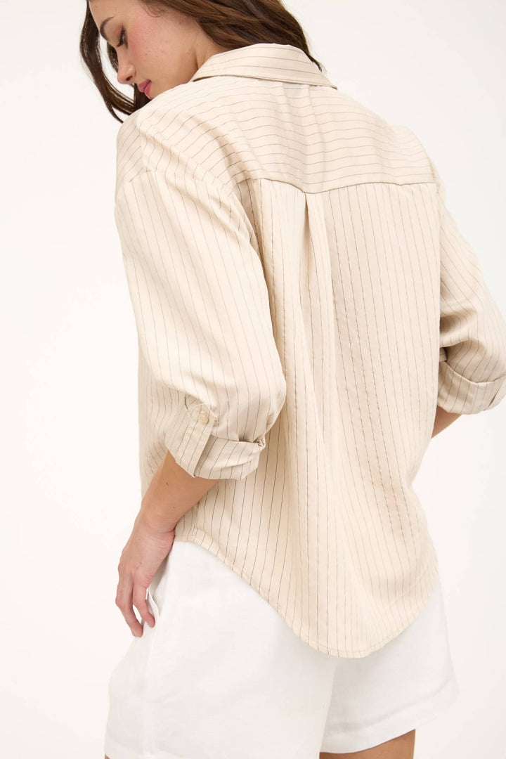 Pinstripe Long Sleeve Top - Baycreek & Co