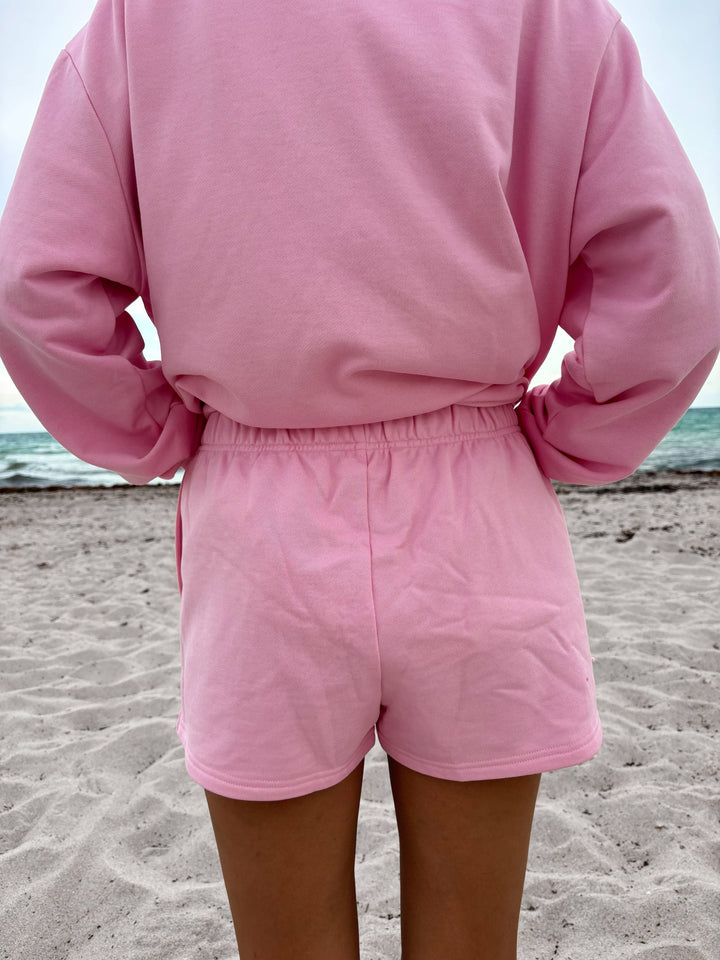 Lottie Pink Embroidered Sweat Shorts 100% Cotton - Baycreek & Co