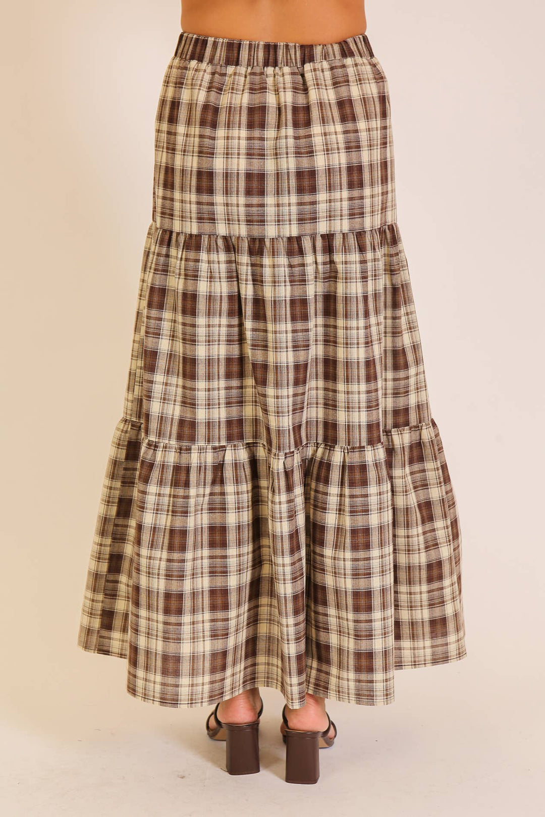 Plaid Tiered Maxi Skirt