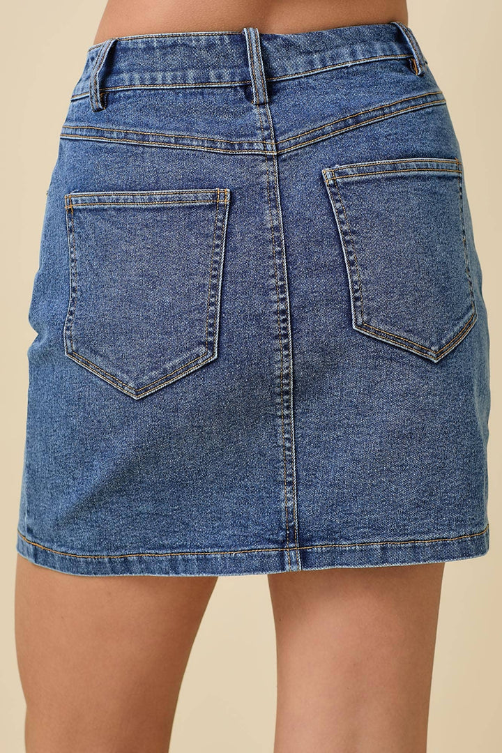 Lydia Embroidered Denim Skirt