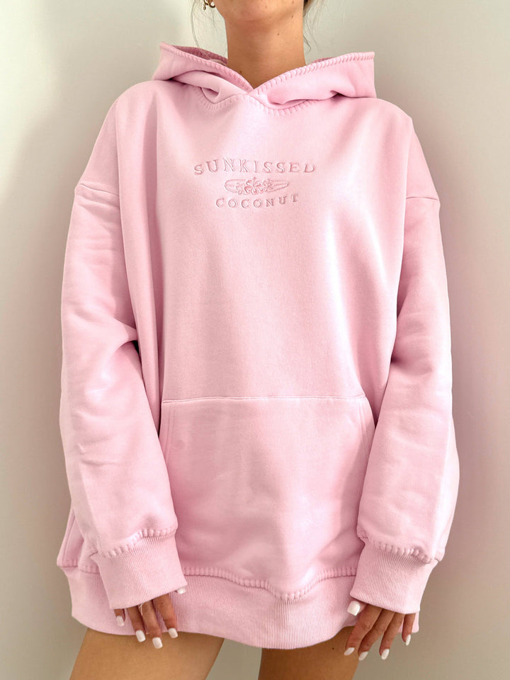 Light Pastel Magenta Stitched Sunkissedcoconut Logo Hoodie 100% Cotton - Baycreek & Co