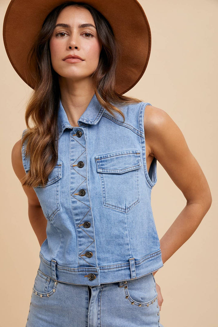 Dannie Denim Vest - Baycreek & Co