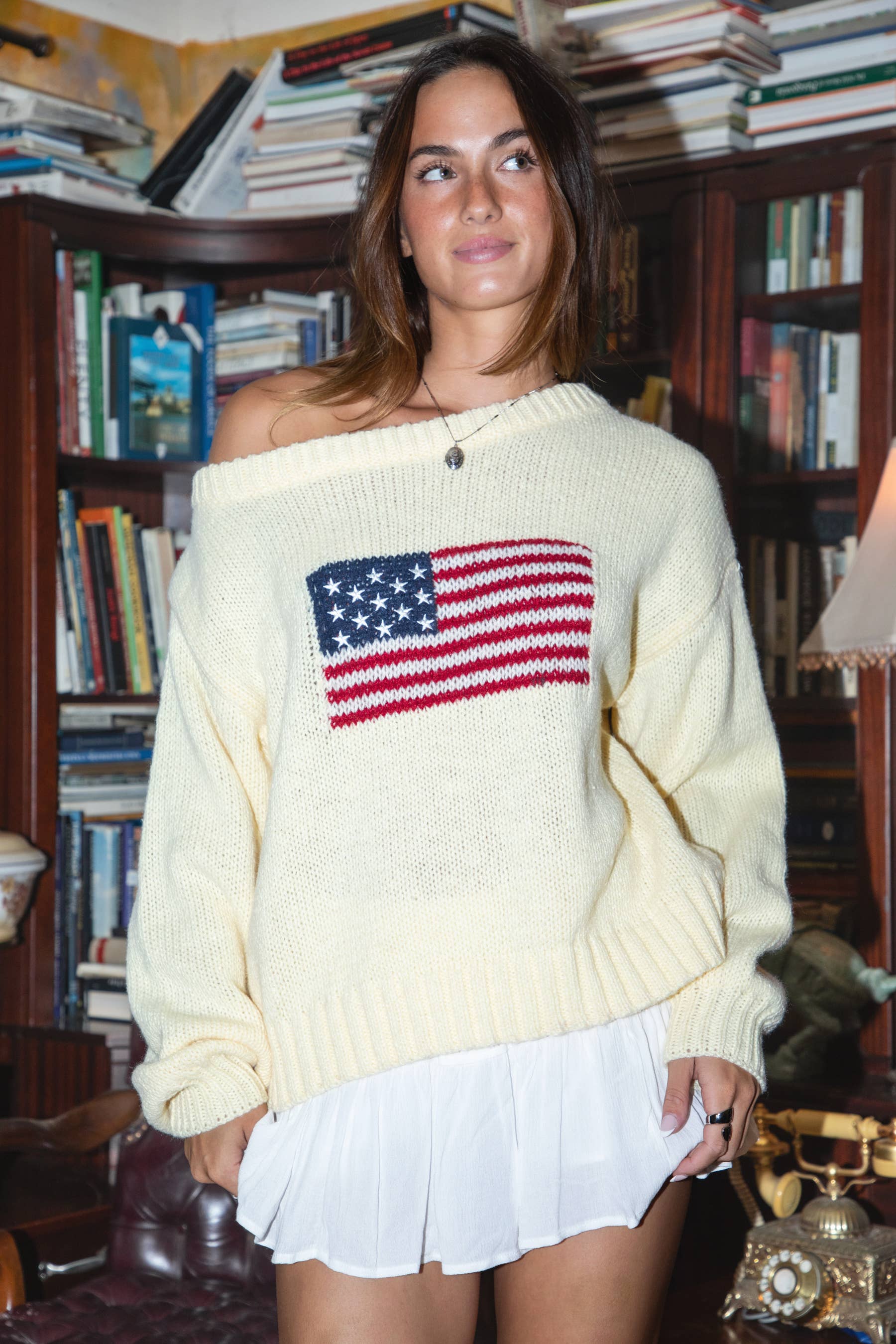 Flag Off The Shoulder Sweater – Baycreek & Co