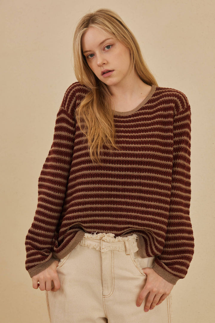 Striped Relaxed Fit Sweater - Baycreek & Co