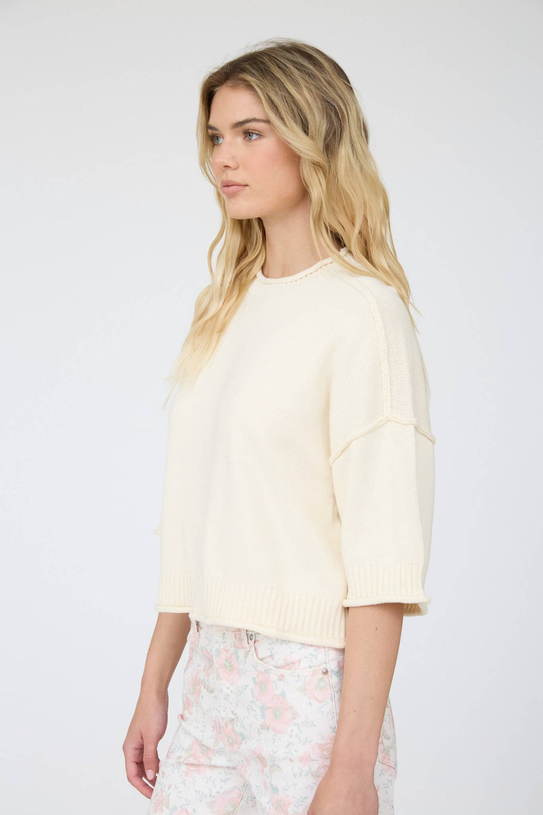 EXPOSED SEAM DROP SHOULDER SHORT SLEEVE PULLOVER - Baycreek & Co