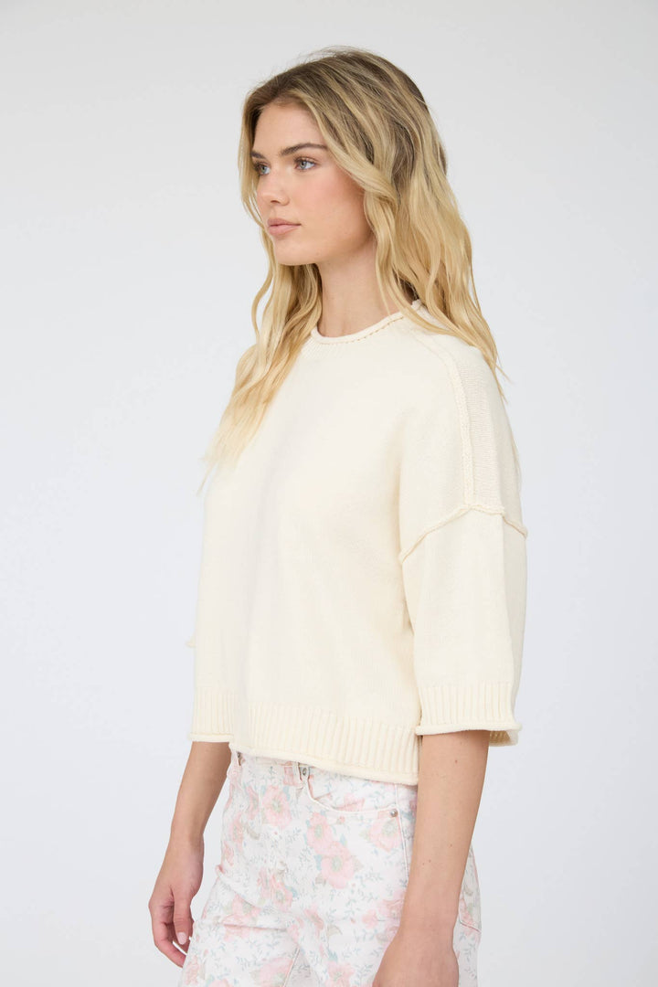 EXPOSED SEAM DROP SHOULDER SHORT SLEEVE PULLOVER - Baycreek & Co