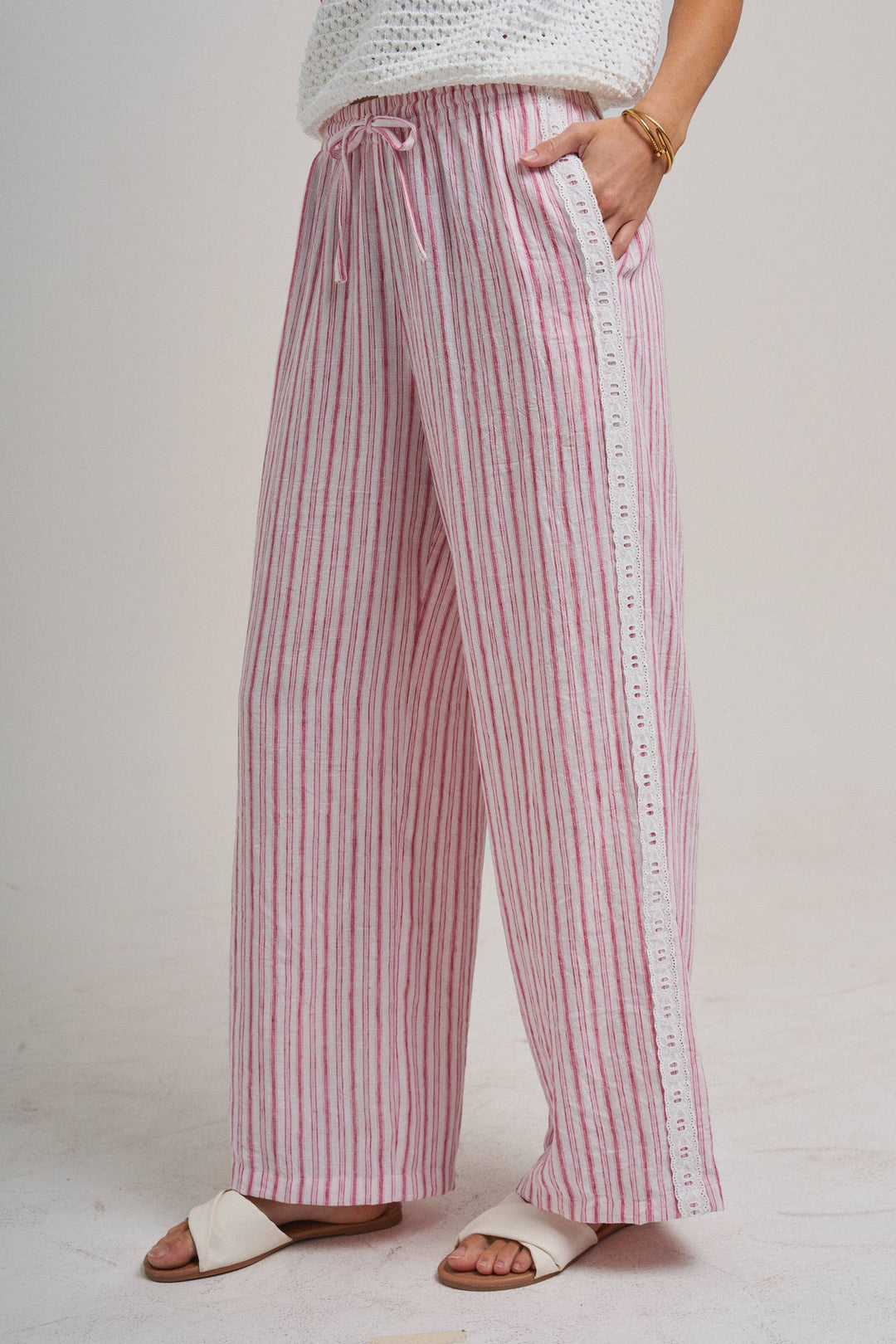 Pink Lace & Linen Bottoms