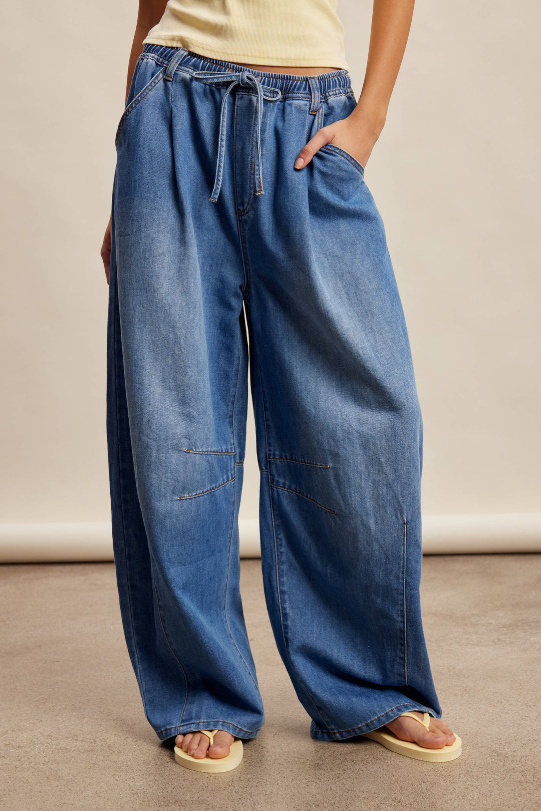 Drawstring Wide-Leg Denim Pants LP0278 - Baycreek & Co