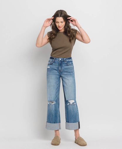 High Rise Cuffed Jeans