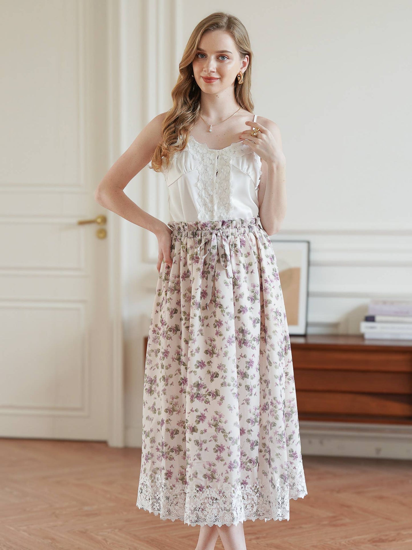 Vintage Blossom Midi Skirt