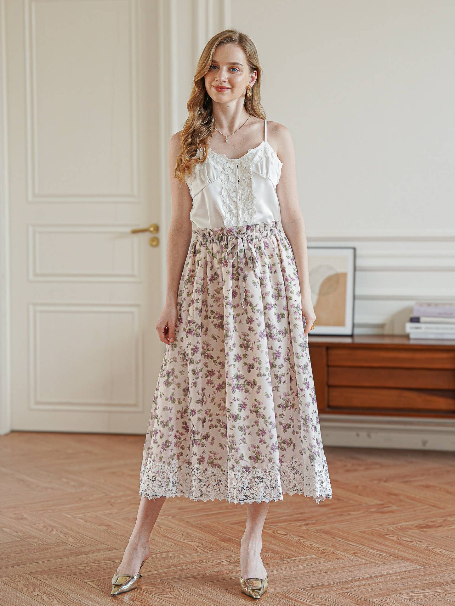 Vintage Blossom Midi Skirt