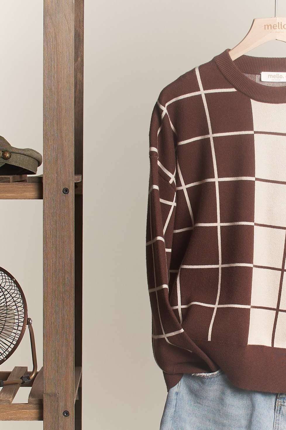 Chestnut Check Sweater