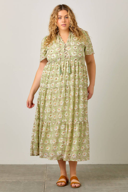FLORAL PRINT TIERED MAXI DRESS - Baycreek & Co