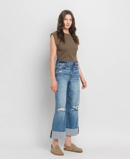 High Rise Cuffed Jeans