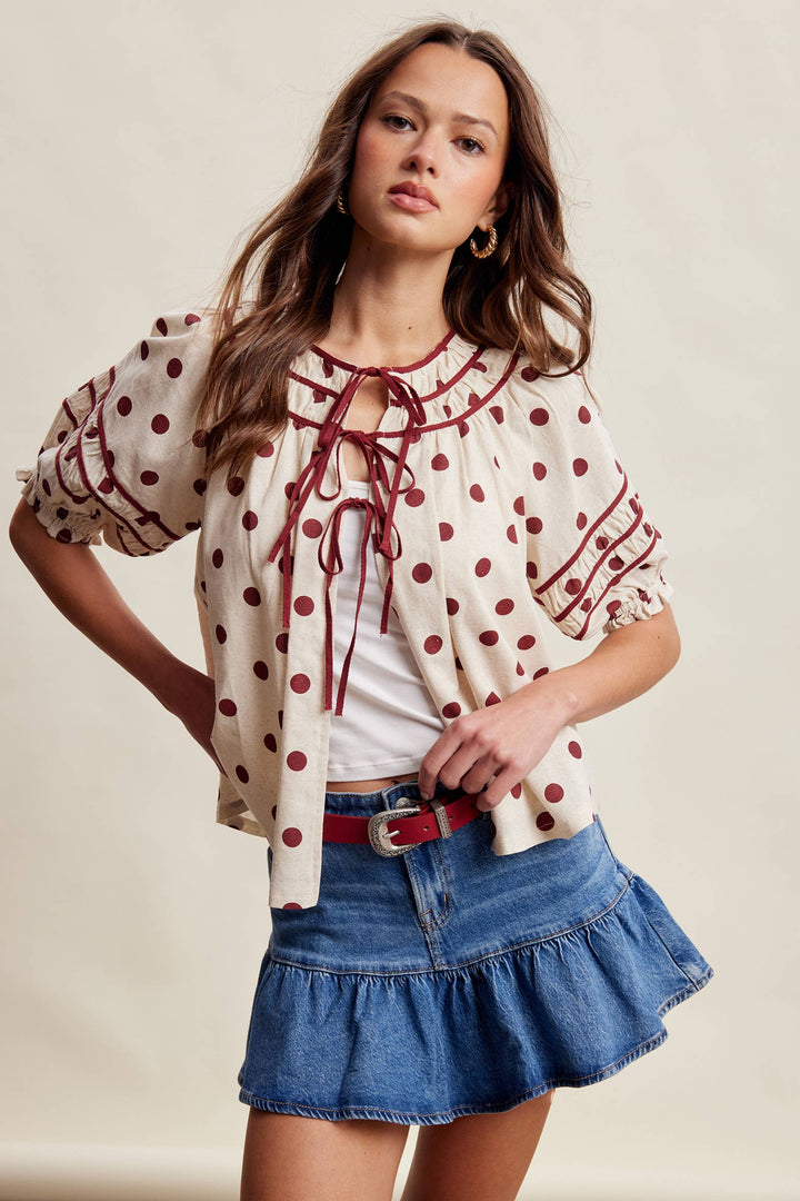 Polka Dot Ruffle Blouse