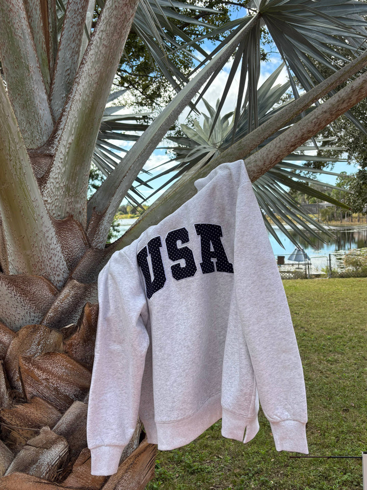 Sunkissed Navy Blue Polka Dot USA Mockneck