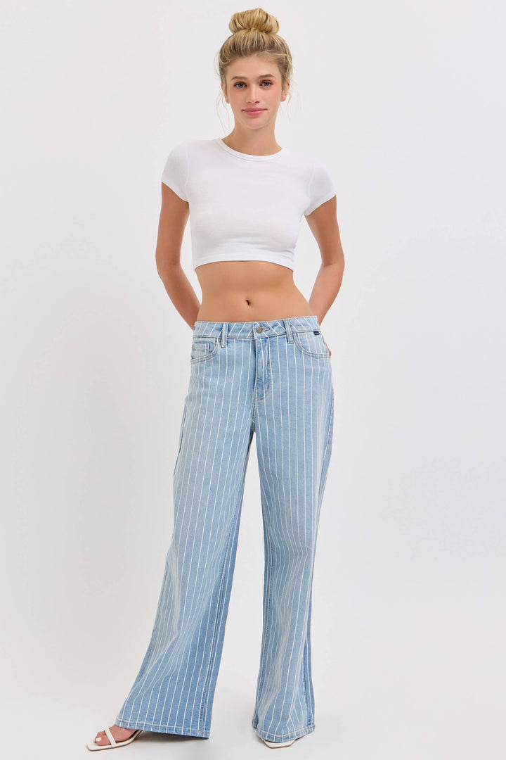 Striped Low Waisted Baggy Wide Leg - Baycreek & Co
