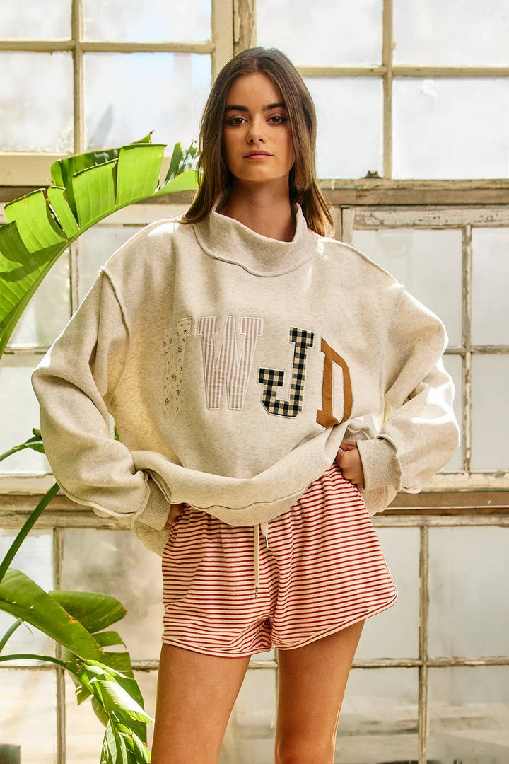 IT2594E-WWJD1 | WWJD Embroidered Mock-neck Sweatshirt - Baycreek & Co