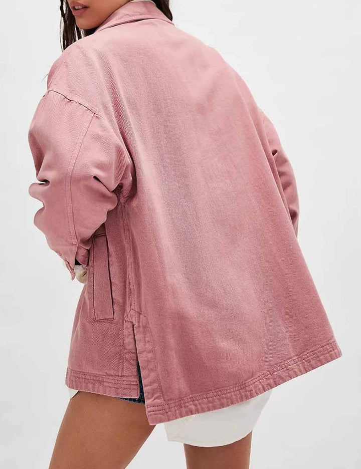 Trendy Solid Color Side Slit Denim Jacket DP25E828 - Baycreek & Co