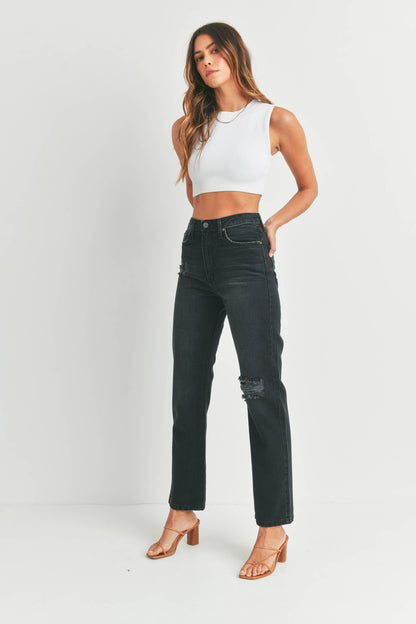 High Rise Long Straight Jean