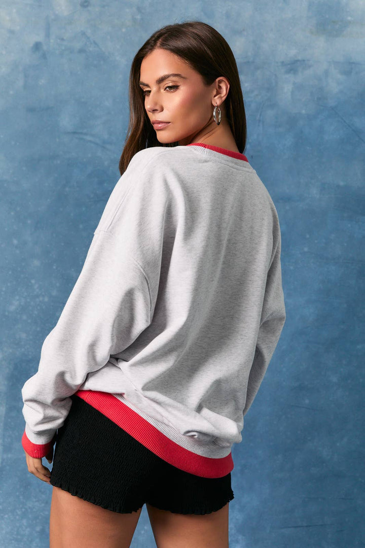 "AMERICA" LONG SLEEVE CREW NECK OVERSIZED SWEATSHIRT - Baycreek & Co
