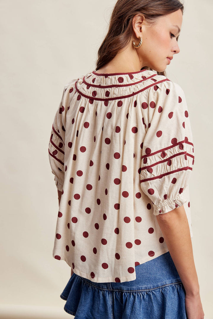 Polka Dot Ruffle Blouse