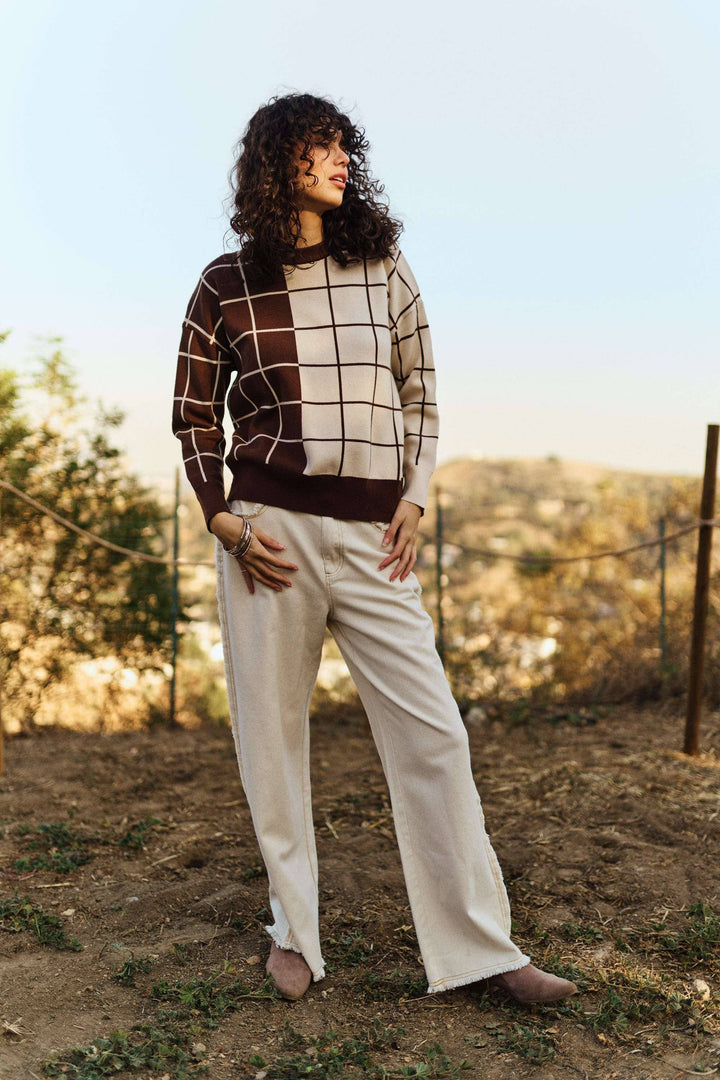 Chestnut Check Sweater