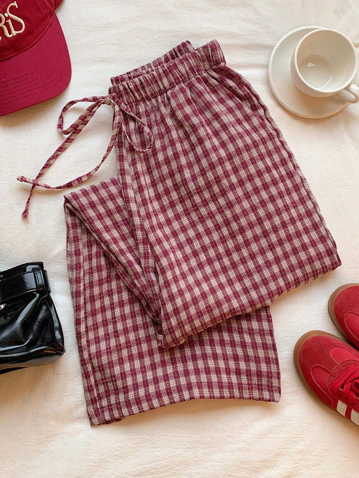 Plaid Wide Leg Pants - Baycreek & Co