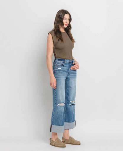 High Rise Cuffed Jeans