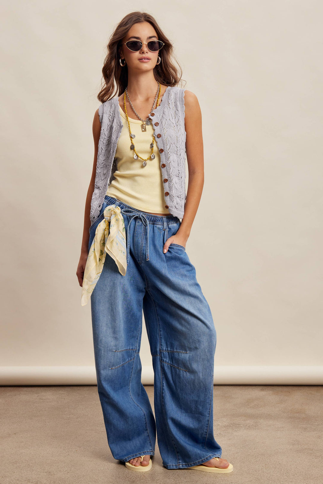 Drawstring Wide-Leg Denim Pants LP0278 - Baycreek & Co