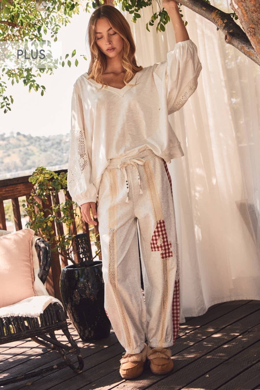 Plus Patchwork Jogger Pants