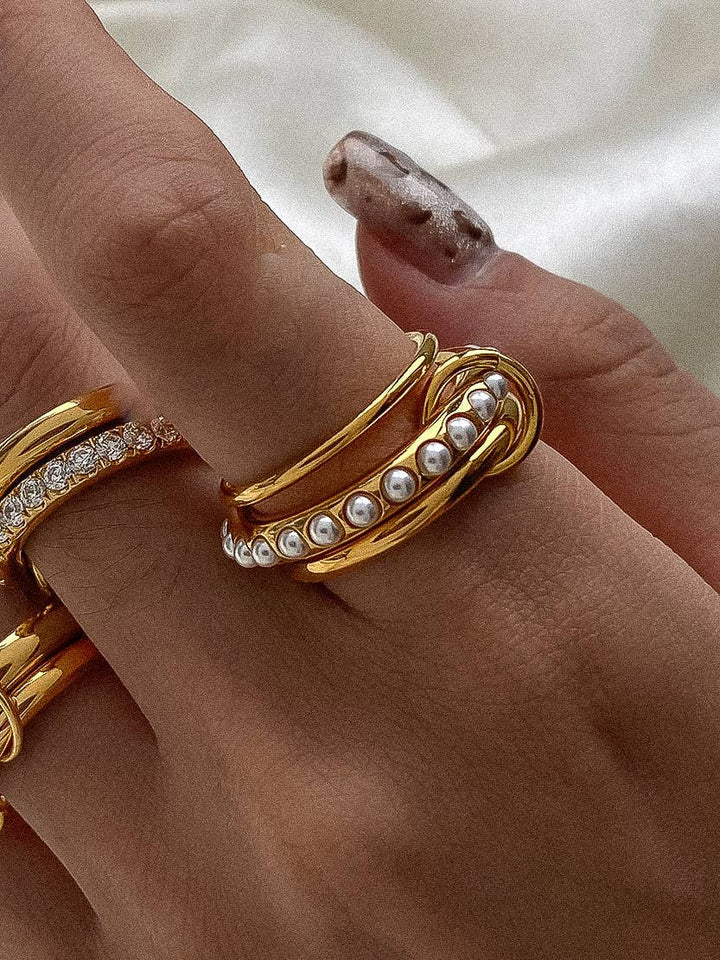 Danton Stack Pearl Band Ring