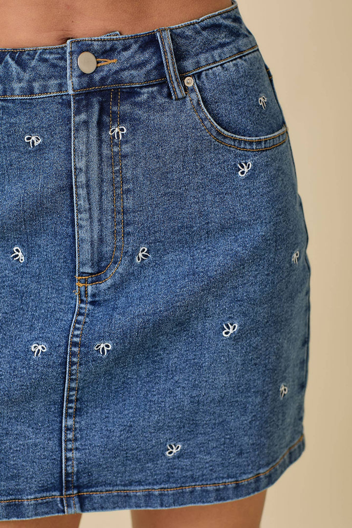 Lydia Embroidered Denim Skirt