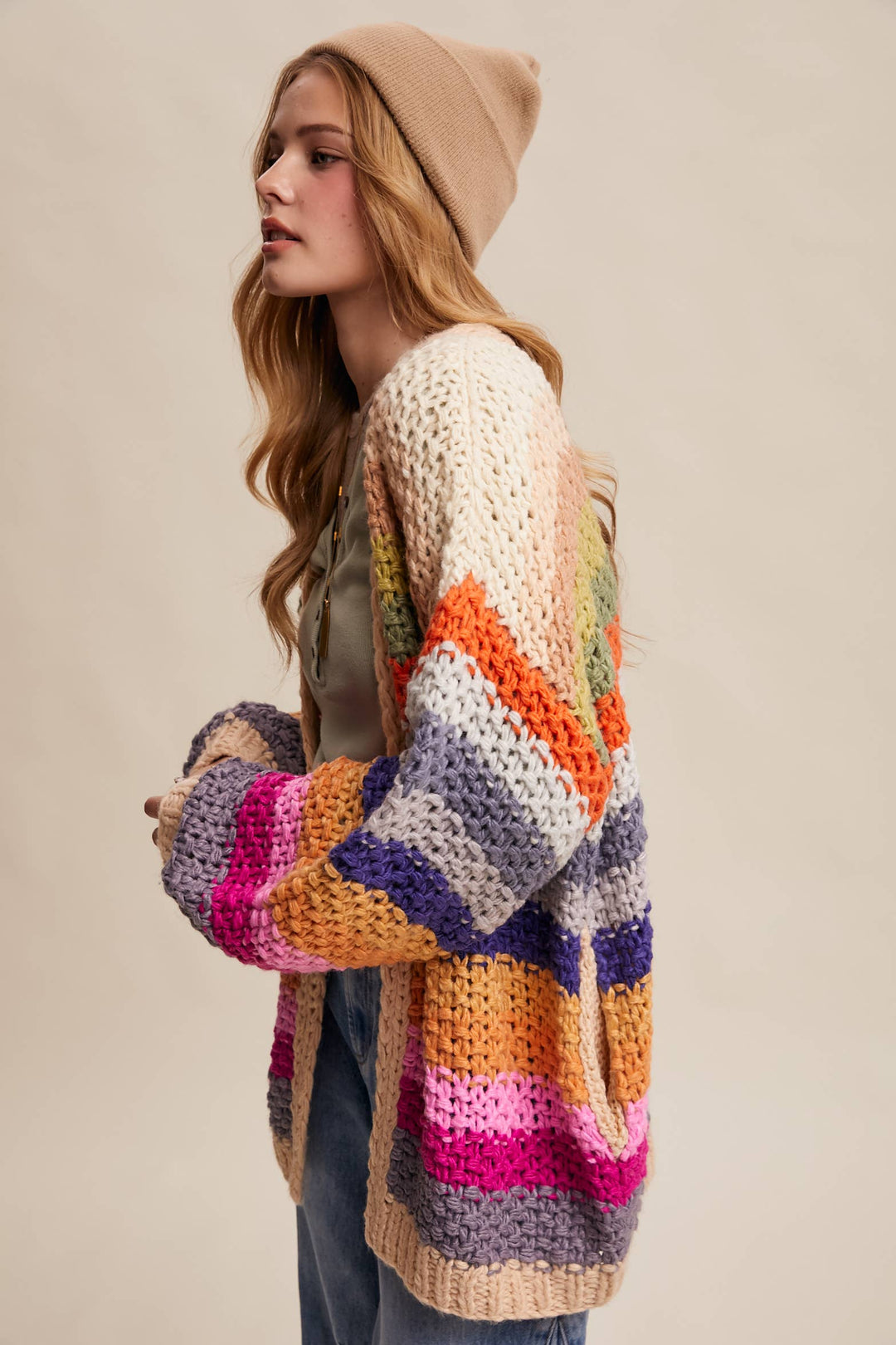Rainbow Hand-Crochet Open Cardigan LSW0620 - Baycreek & Co