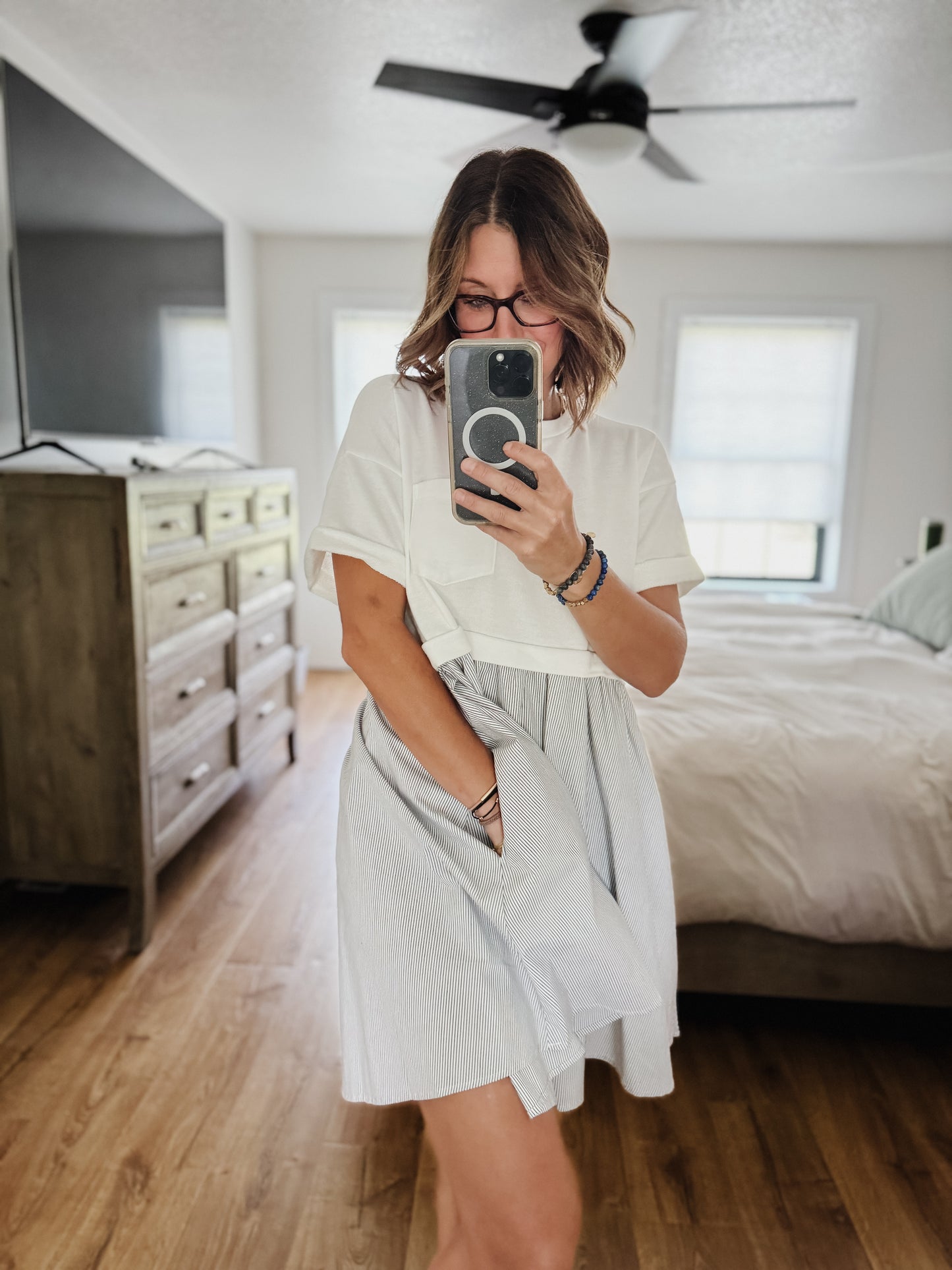 Pinstriped & Cotton Dress