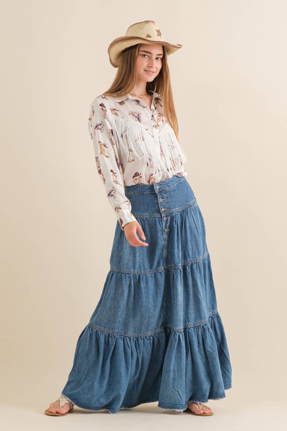 Chambray Maxi Skirt