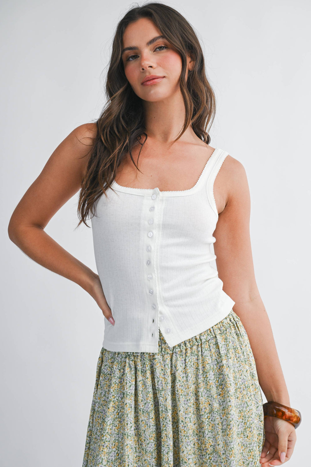 Alina White Lace Tank - Baycreek & Co