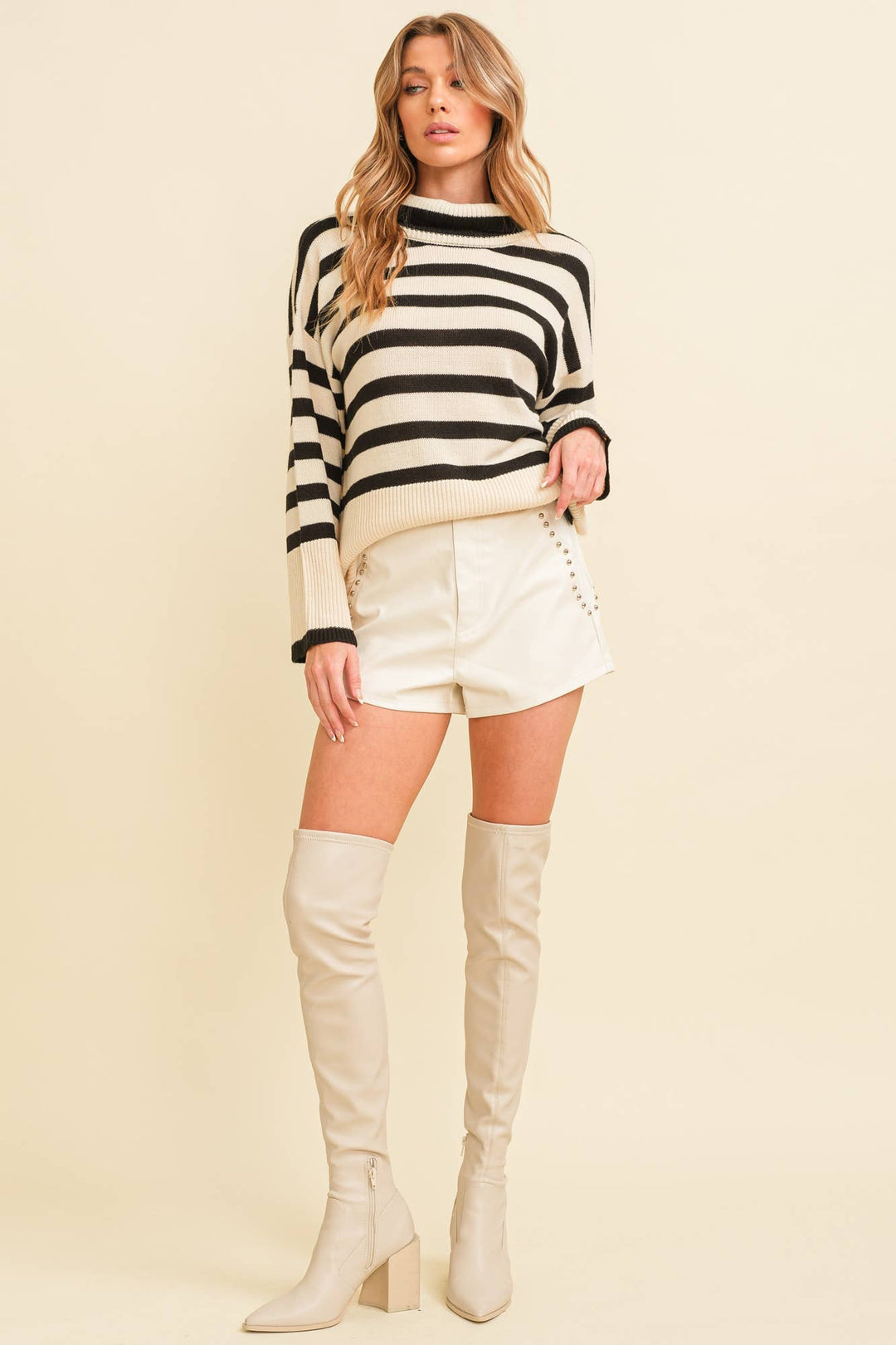 STRIPED TURTLENECK SWEATER