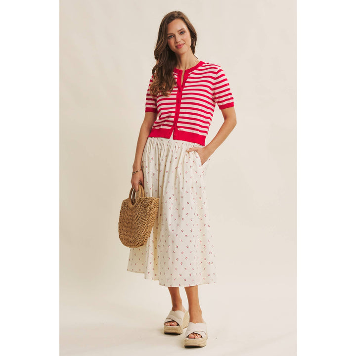 Cotton Cherry Midi Skirt