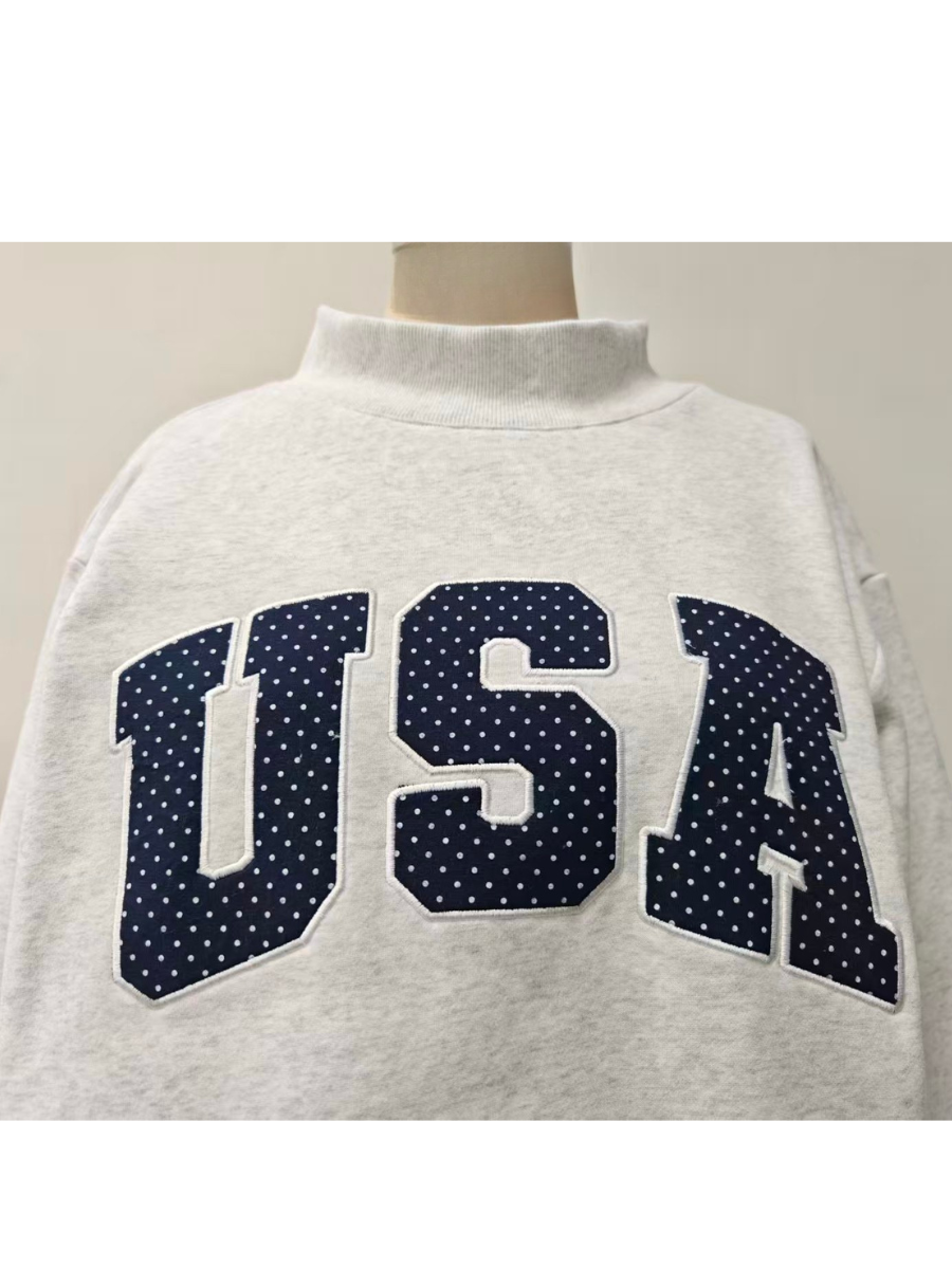Sunkissed Navy Blue Polka Dot USA Mockneck
