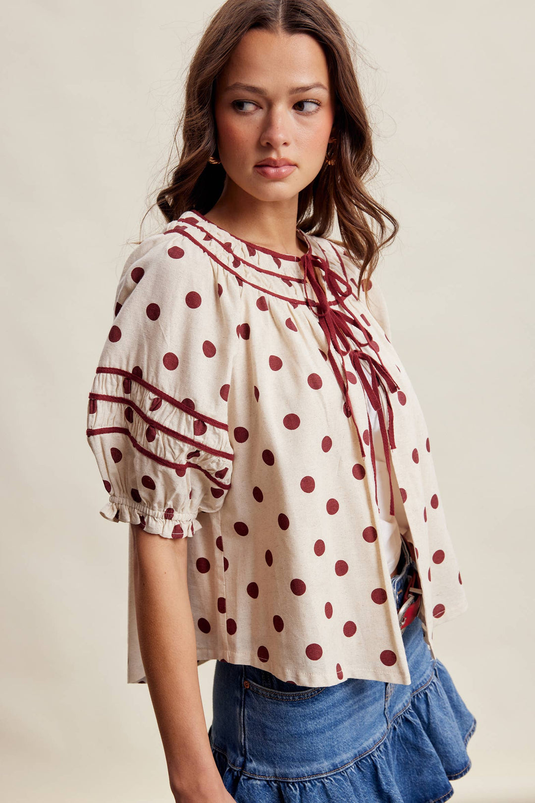 Polka Dot Ruffle Blouse