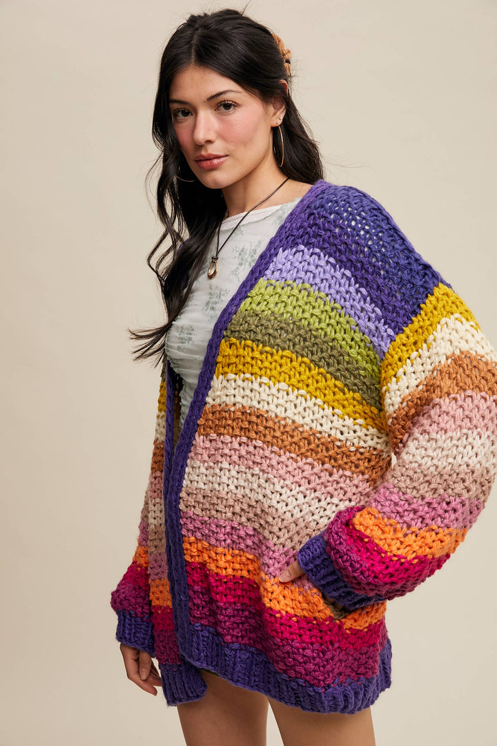 Rainbow Hand-Crochet Open Cardigan LSW0620 - Baycreek & Co