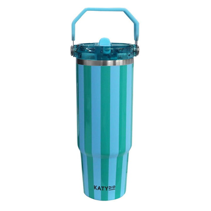 Aqua & Green Striped 30 Oz Cup