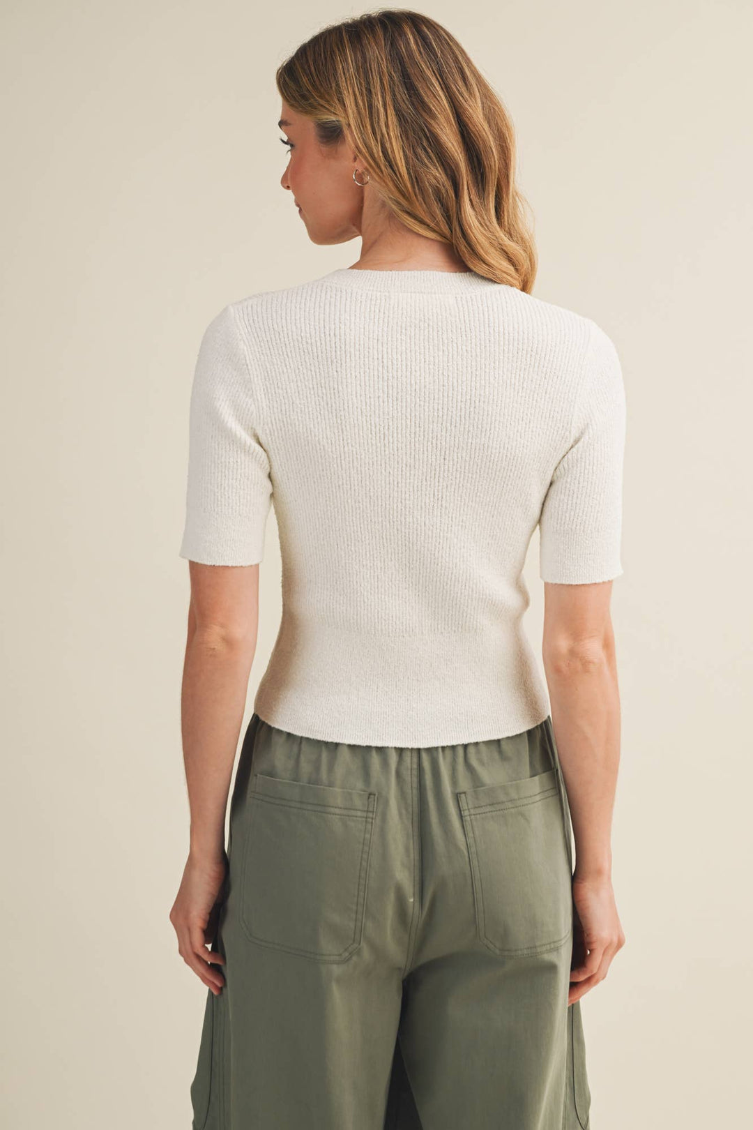 Fine-Gauge Rib Knit Bodycon Pullover: COCONUT SHELL / L - Baycreek & Co