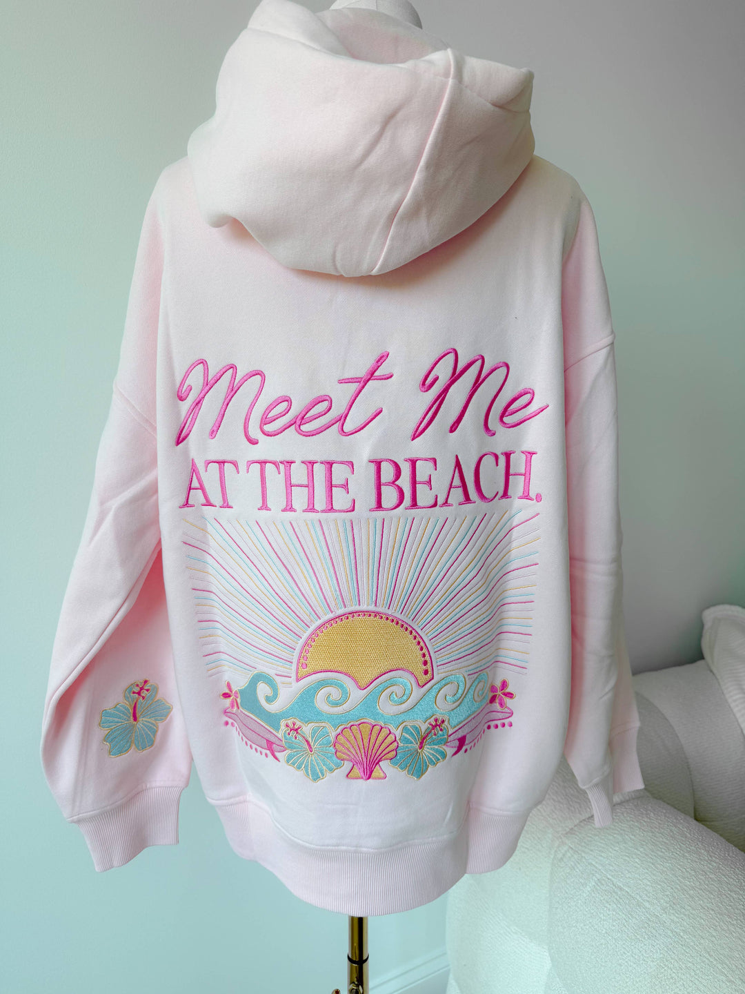 Meet Me At The Beach Sunset Embroidered Hoodie - Baycreek & Co
