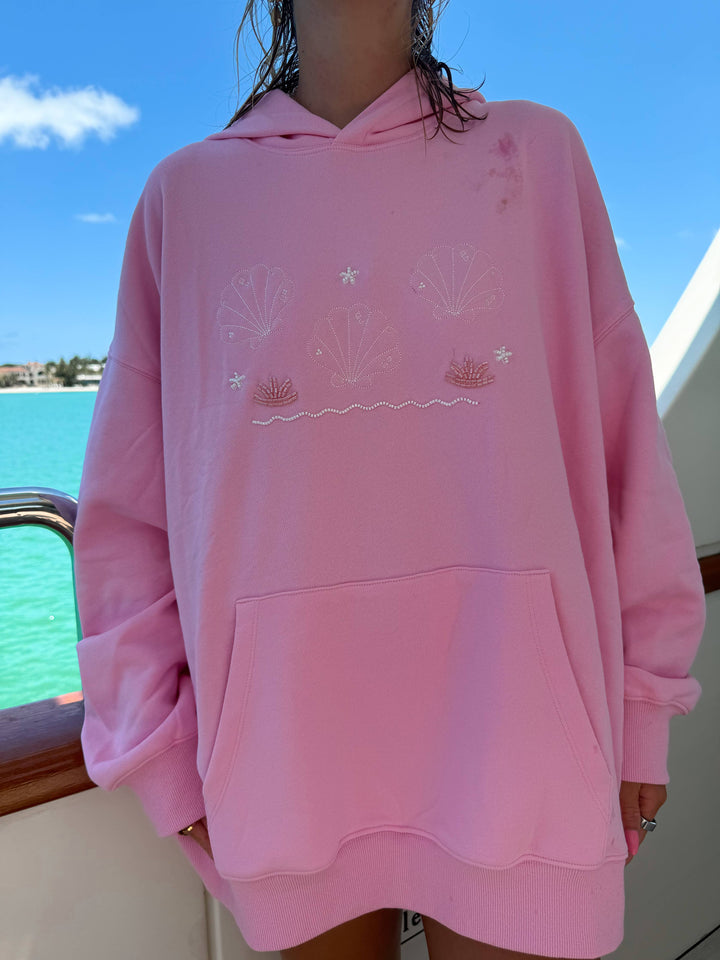 Lottie Pink Bikini Beaded Ocean Hoodie 100% Cotton - Baycreek & Co
